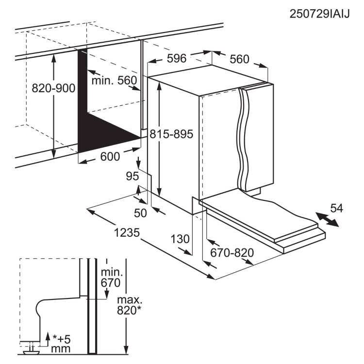 AEG Series 8000 ComfortLift Integrated Dishwasher - A-rated Black Control Panel