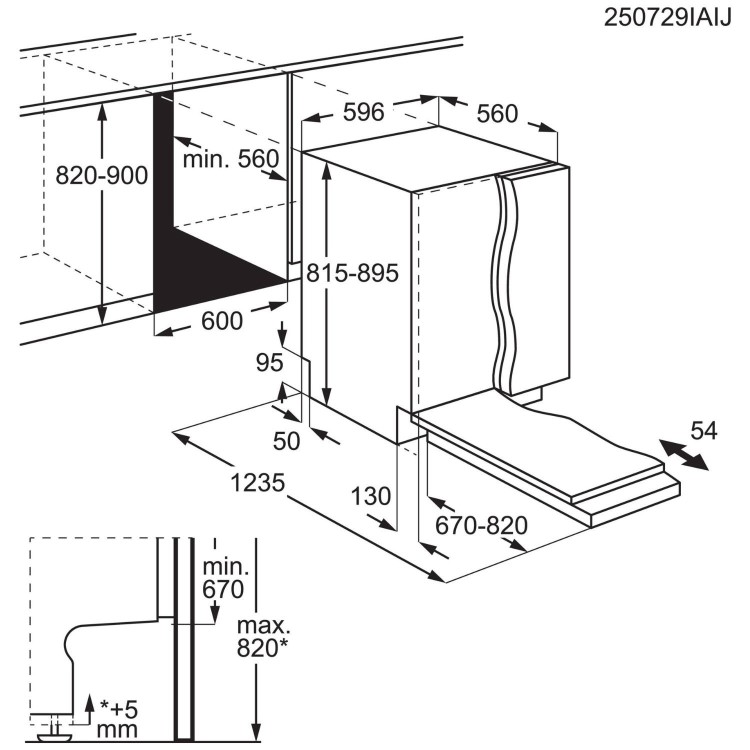 AEG Series 8000 Push2Open Integrated Dishwasher - A-rated Black Control Panel