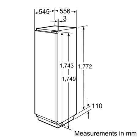 Bosch Serie 8 GIN38A55GB Logixx 56cm Wide Frost Free Integrated Upright In-Column Freezer - White