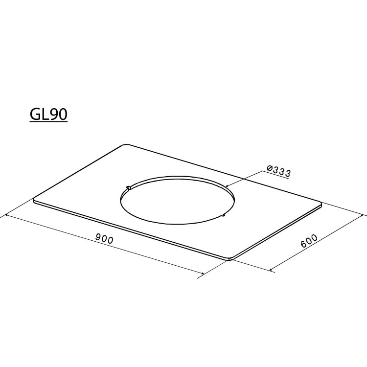 Baumatic GL90 90cm Wide Glass Canopy for PV372SS
