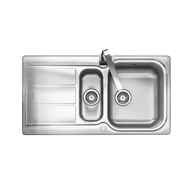 1.5 Bowl Inset Stainless Steel Kitchen Sink with Reversible Drainer - Rangemaster Glendale