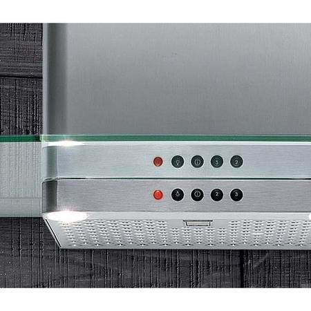 Elica GLACIER90RM 90cm Designer Chimney Cooker Hood For Use With Remote Motor Stainless Steel And Glass