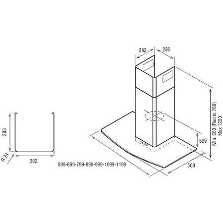 Elica GLACIER90RM 90cm Designer Chimney Cooker Hood For Use With Remote Motor Stainless Steel And Glass