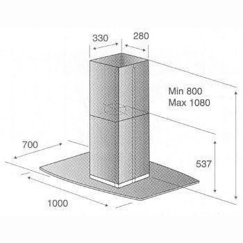 Elica GLACIERISLAND Designer 100cm Island Chimney Hood in Stainless Steel