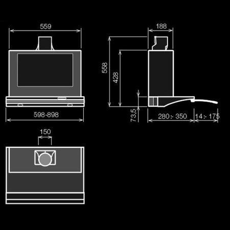 Elica GLIDE-60 Decorative 60cm Built-in Cooker Hood With Telescopic Glass Panel