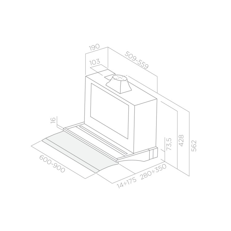 Elica GLIDE-LED-60 Glide 60cm Telescopic Glass Canopy Cooker Hood - Stainless Steel