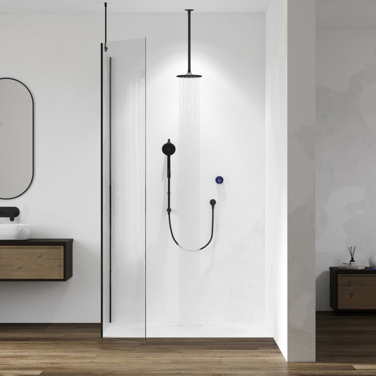 Aqualisa Black Smart Glo Dual Ceiling Mounted Smart Digital Mixer Thermostatic Shower HP/Combi