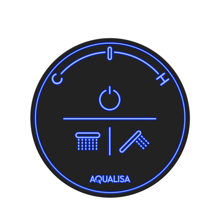 Aqualisa Black Smart Glo Dual Wall Mounted Smart Digital Mixer Thermostatic Shower HP/Combi