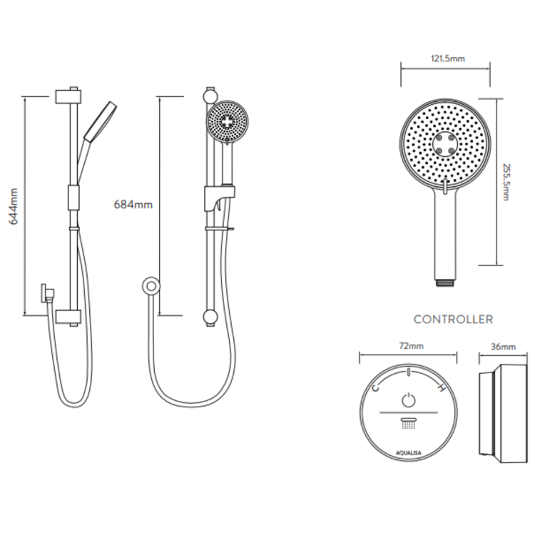 Aqualisa Black Smart Glo Digital Mixer Thermostatic Shower Gravity Pumped