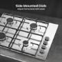 Hisense 60cm 4 Burners Gas Hob - Stainless Steel