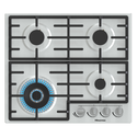 Hisense 60cm 4 Burner Gas Hob with Wok Burner - Stainless Steel