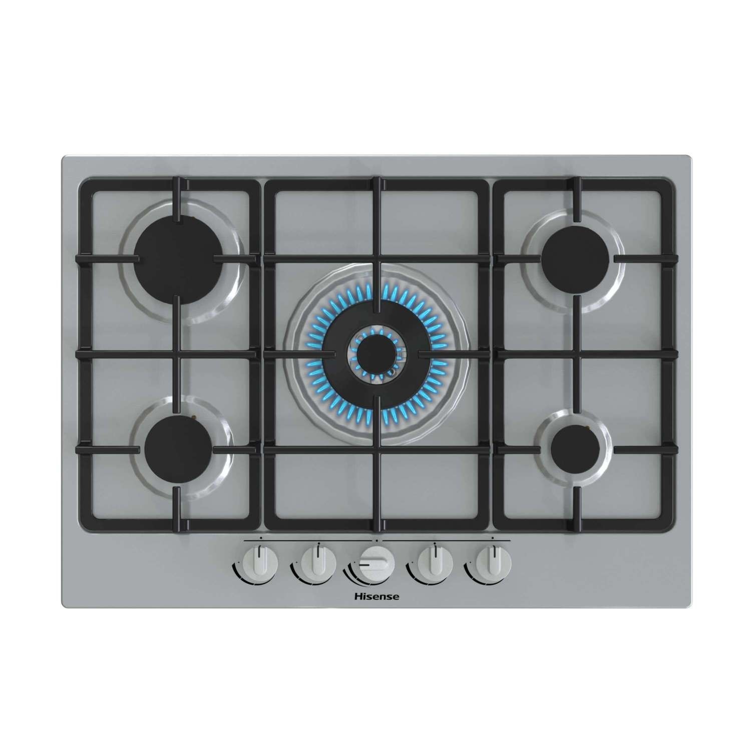 Hisense GM773XF 71cm 5 Burner Gas Hob - Stainless Steel