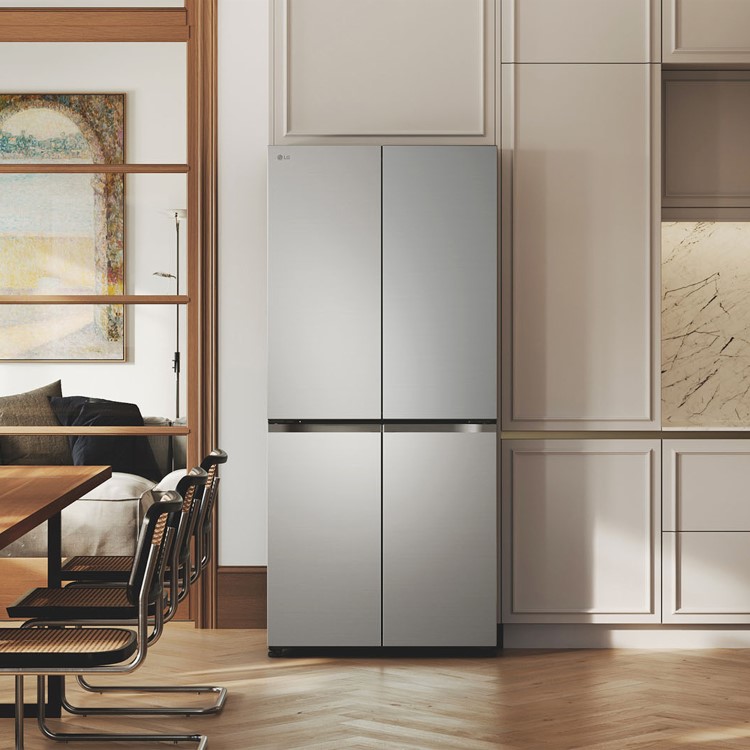 LG Fit & Max 580 Litre Four Door American Fridge Freezer - Prime Silver