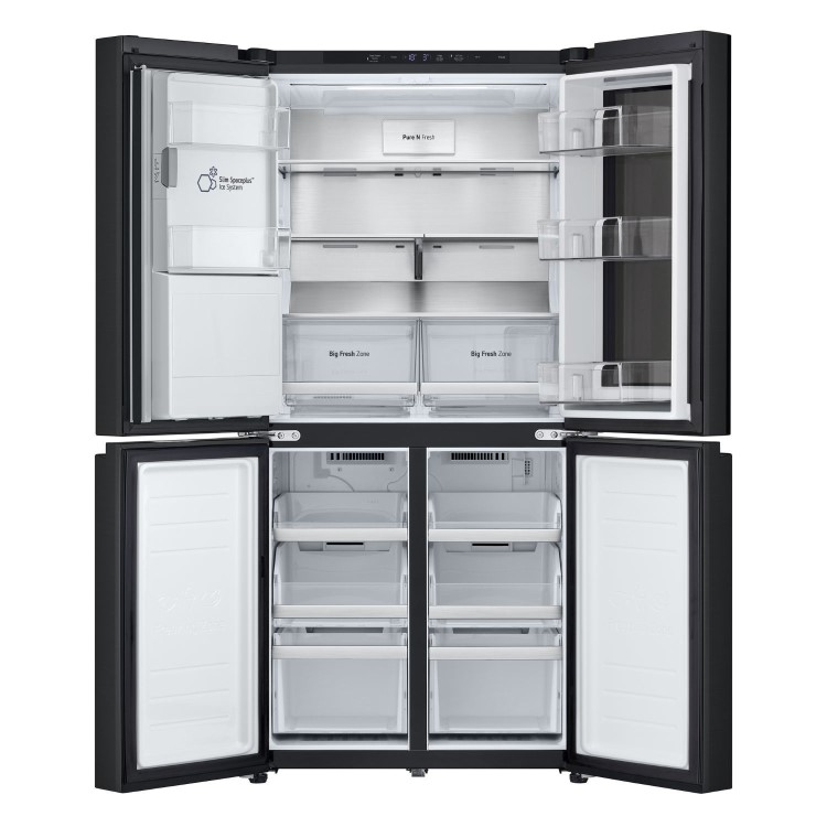 LG InstaView 508 Litre Four Door American Fridge Freezer - Matte Black
