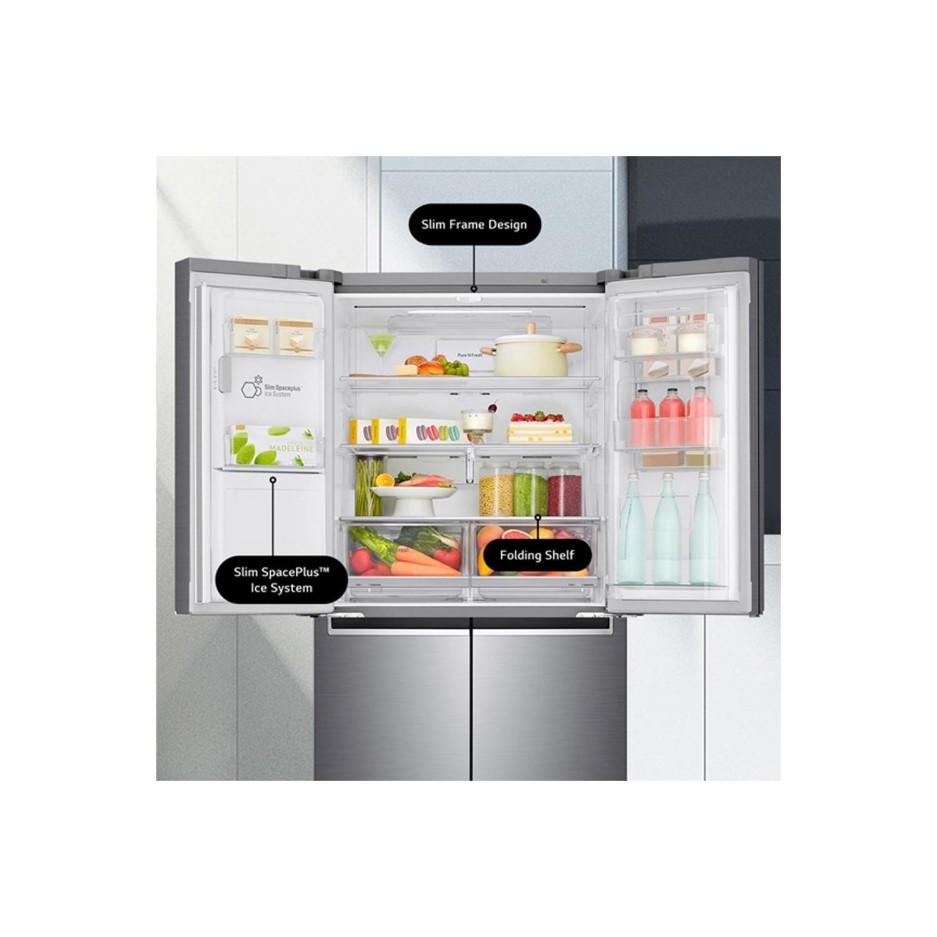 LG GML844PZKV Four Door American Style Fridge Freezer With Plumbed Ice & Water Stainless Steel