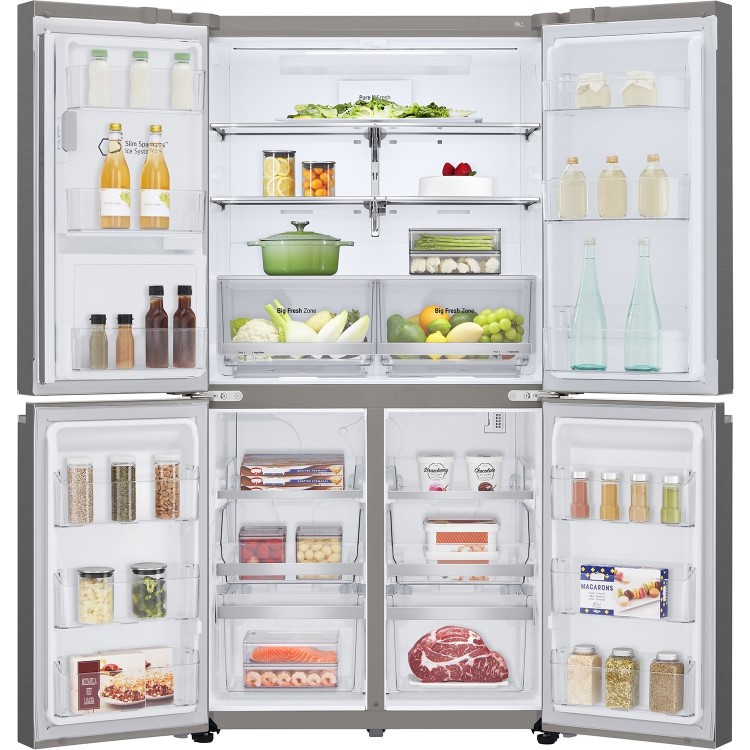 LG 641 Litre Four Door American Fridge Freezer With NatureFresh - Shiny Steel