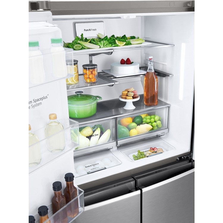 LG 641 Litre Four Door American Fridge Freezer With NatureFresh - Shiny Steel