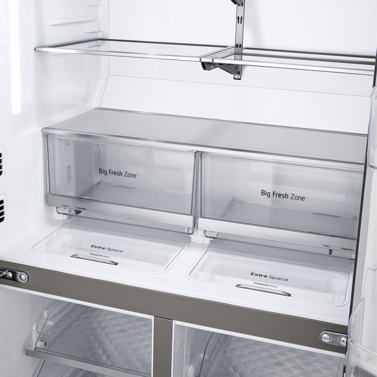 LG 641 Litre Four Door American Fridge Freezer With NatureFresh - Shiny Steel