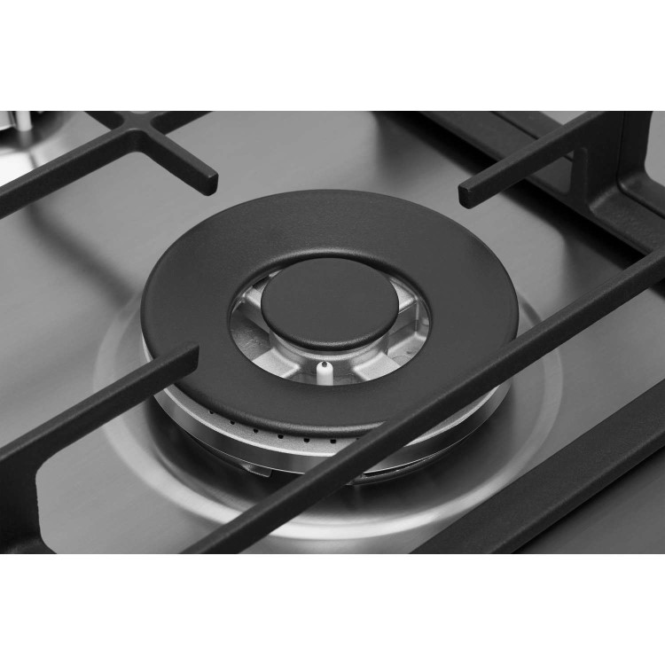 Whirlpool GMW6422IXL W Collection 60cm Four Burner Gas Hob With Cast Iron Pan Stands - Stainless Steel