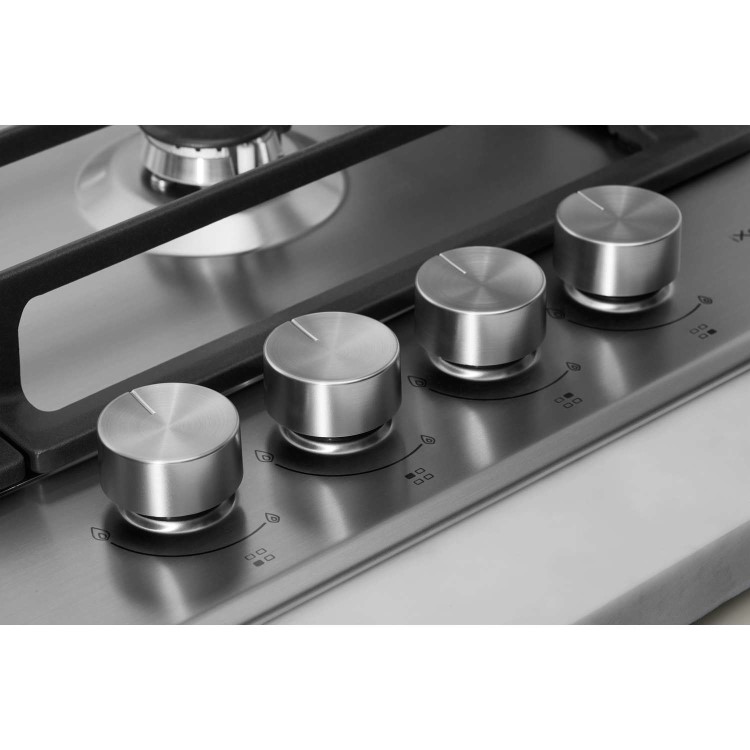 Whirlpool GMW6422IXL W Collection 60cm Four Burner Gas Hob With Cast Iron Pan Stands - Stainless Steel