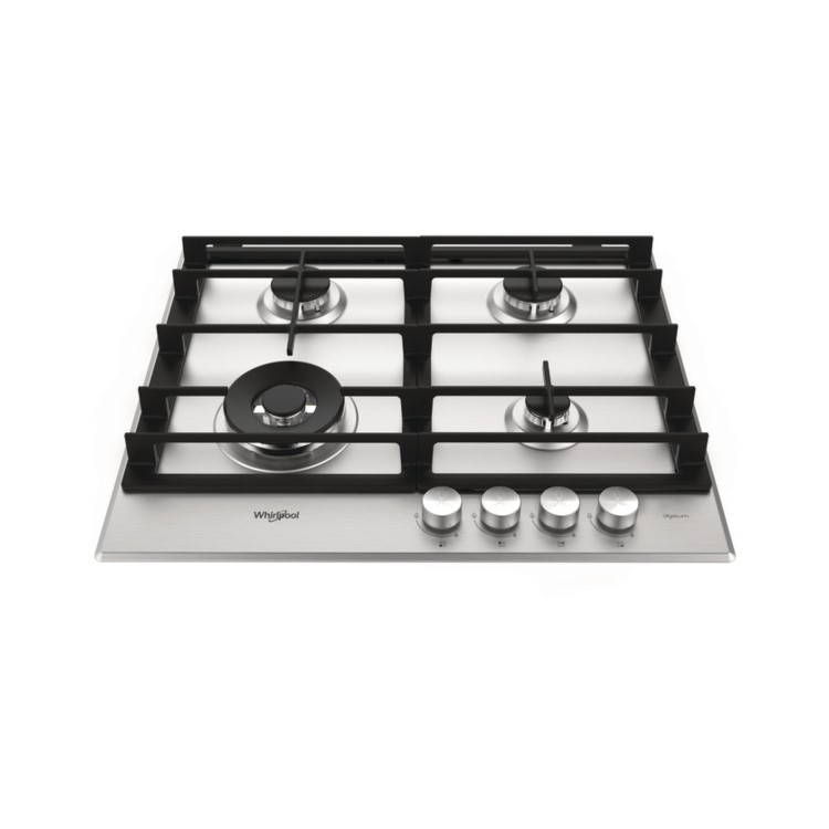 Whirlpool GMW6422IXL W Collection 60cm Four Burner Gas Hob With Cast Iron Pan Stands - Stainless Steel
