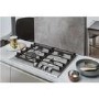 Whirlpool GMW6422IXL W Collection 60cm Four Burner Gas Hob With Cast Iron Pan Stands - Stainless Steel