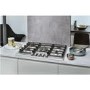 Whirlpool GMW7552IXL W Collection 73cm Wide Five Burner Gas Hob - Stainless Steel With Cast Iron Pan Stands