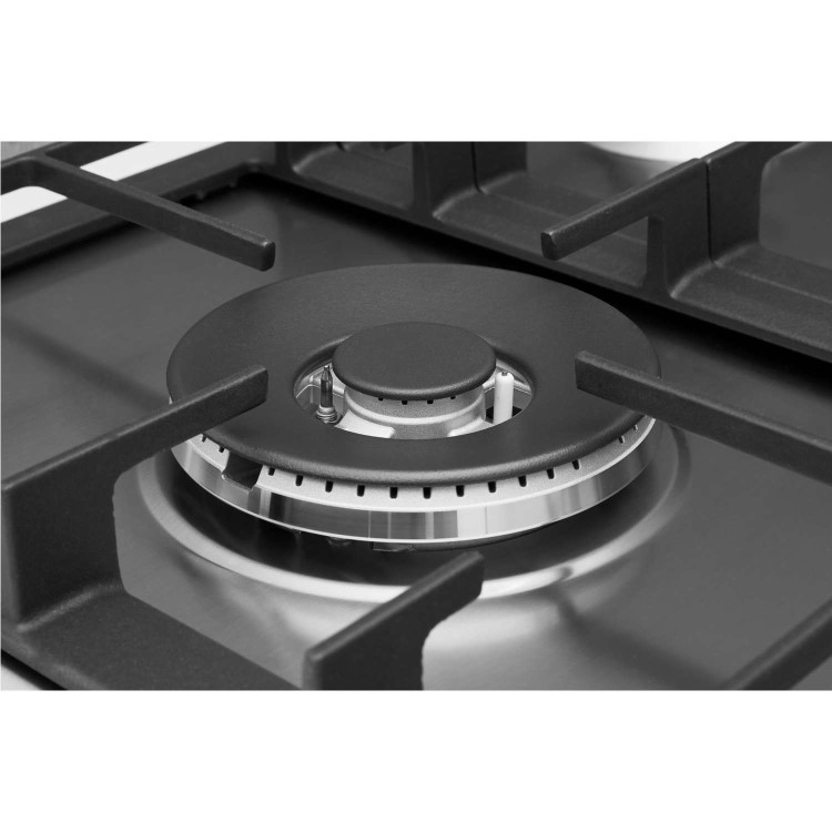 Whirlpool GMW9552IXL W Collection 86cm Wide Five Burner Gas Hob - Stainless Steel With Cast Iron Pan Stands