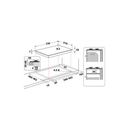 Whirlpool 75cm 5 Burner Gas Hob - Stainless Steel
