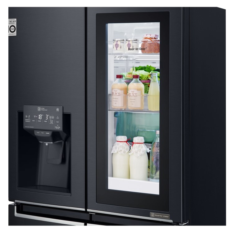 LG GMX844MCKV InstaView Door-in-door Multi-door American Fridge Freezer With Ice & Water Dispenser -