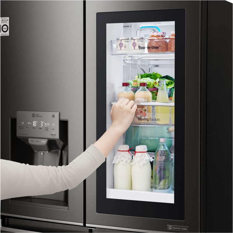 LG GMX936SBHV InstaView Door-in-door Multi-door Smart American Fridge Freezer - Glossy Black