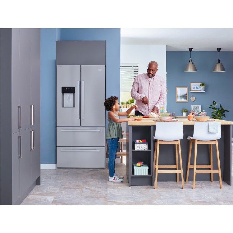 Beko HarvestFresh 539 Litre American Fridge Freezer - Stainless Steel