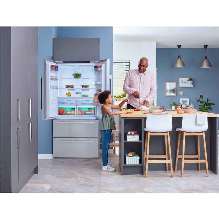 Beko HarvestFresh 539 Litre American Fridge Freezer - Stainless Steel