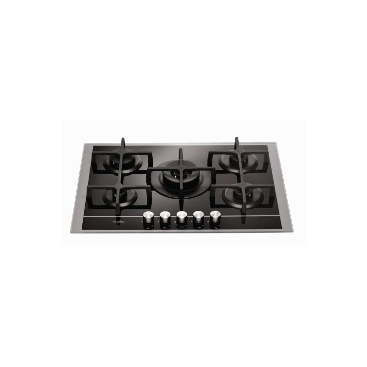 Whirlpool GOF7523/NS Fusion 73cm Five Burner Gas-On-Glass Hob - Black
