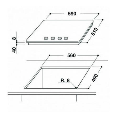 Whirlpool GOR6414NB Gas-On-Glass 4 Burner Hob - Black