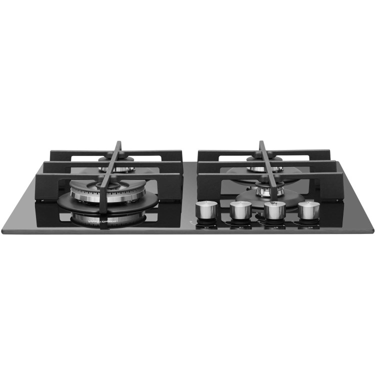 Whirlpool GOW6423NB 59cm Four Burner Gas-on-glass Hob - Black Glass