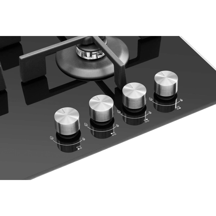 Whirlpool GOW6423NB 59cm Four Burner Gas-on-glass Hob - Black Glass