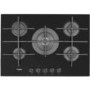 Whirlpool GOW7553NB W Collection 73cm Wide Five Burner Gas-on-glass Hob - Black Glass With Cast Iron Pan Stands