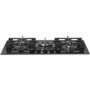 Whirlpool GOW7553NB W Collection 73cm Wide Five Burner Gas-on-glass Hob - Black Glass With Cast Iron Pan Stands