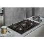 Whirlpool GOW7553NB W Collection 73cm Wide Five Burner Gas-on-glass Hob - Black Glass With Cast Iron Pan Stands