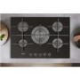 Whirlpool GOW7553NB W Collection 73cm Wide Five Burner Gas-on-glass Hob - Black Glass With Cast Iron Pan Stands