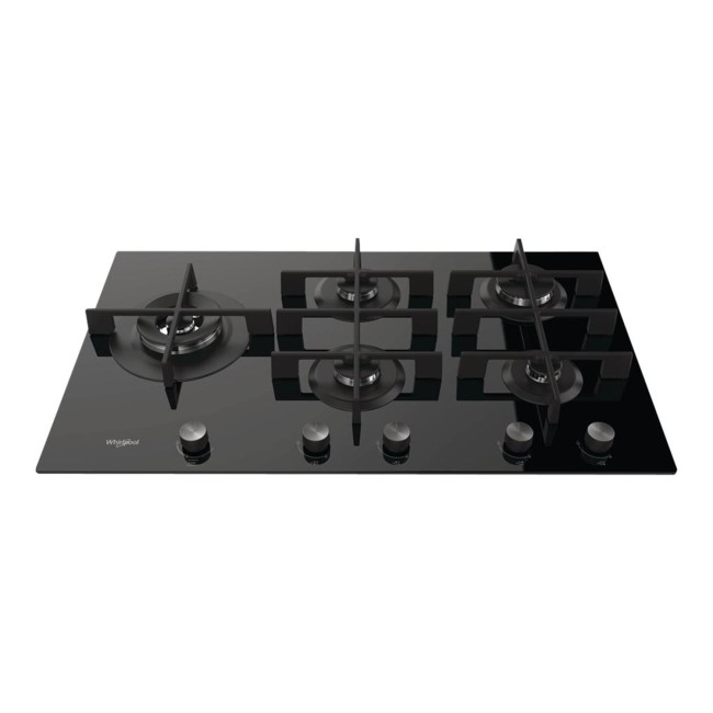Whirlpool GOW9553NB W Collection 86cm Wide Five Burner Gasonglass Hob