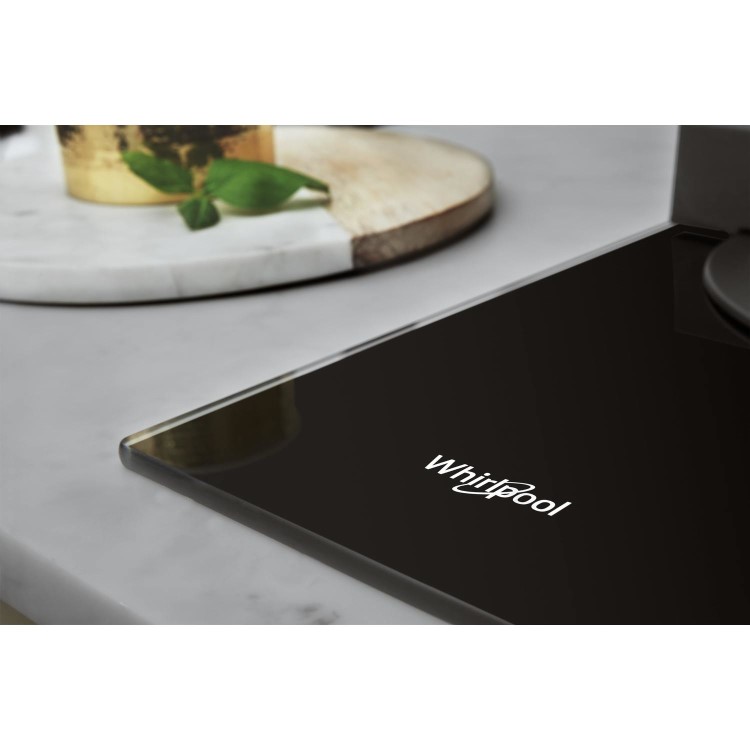 Whirlpool GOW9553NB W Collection 86cm Wide Five Burner Gas-on-glass Hob - Black Glass With Cast Iron Pan Stands