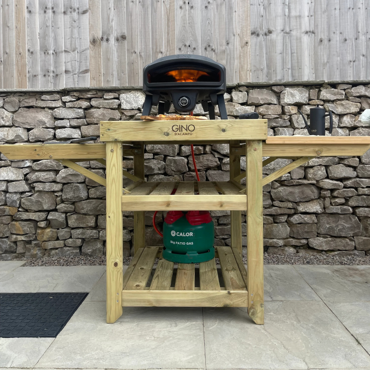 Refurbished Gino Dacampo GP031315 Extendable Wooden Pizza Oven Table