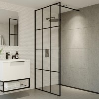 Black 900 Grid Wet Room Shower Screen-Nova
