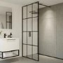 Black 900 Grid Wet Room Shower Screen-Nova
