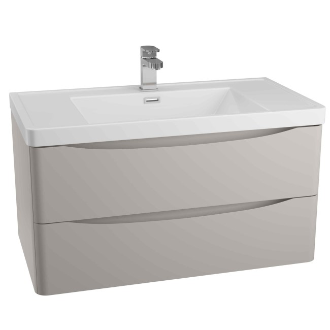 Grey Wall Hung Bathroom Vanity Unit & Basin - W900 x H500mm - Oakland