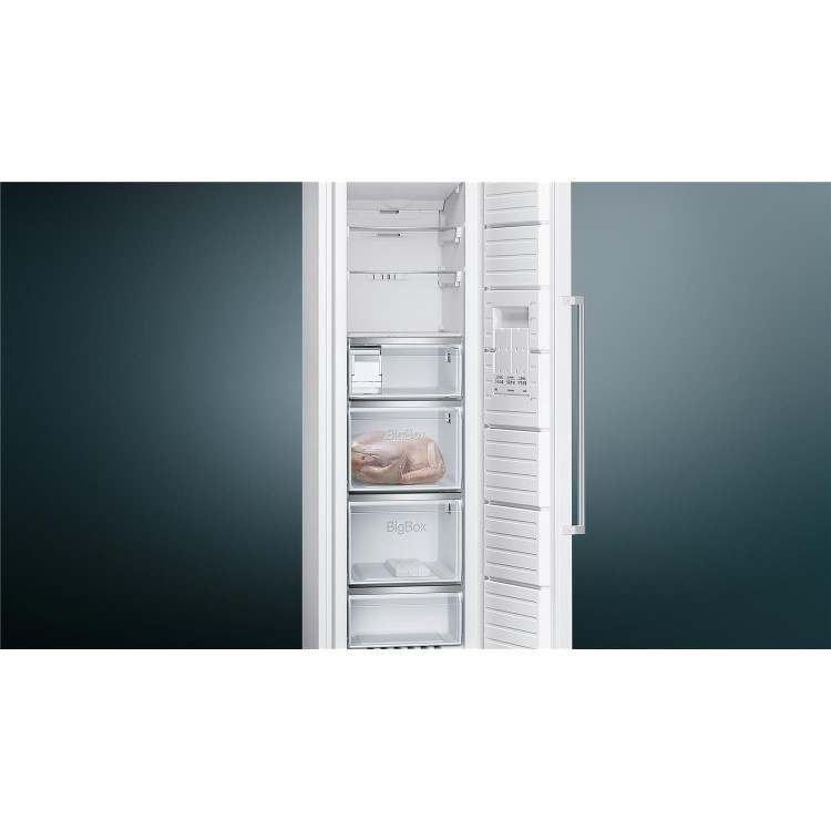 Siemens GS36NAW3P iQ500 242L 186x60cm NoFrost Upright Freezer - White