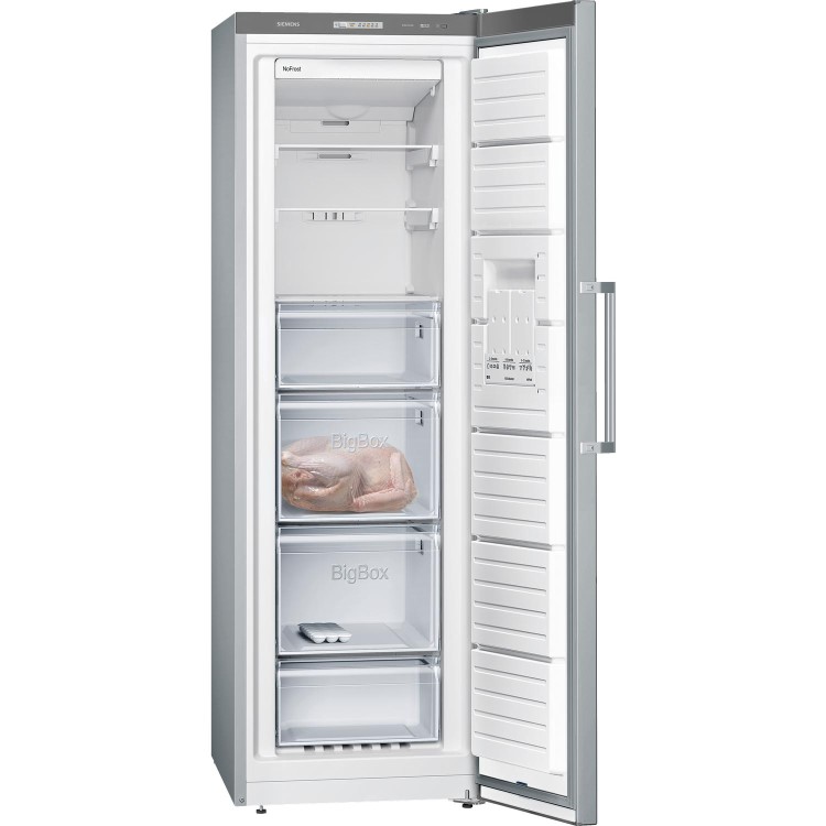 Siemens GS36NVI3PG iQ300 242L 186x60cm NoFrost Upright Freezer - EasyClean Stainless Steel