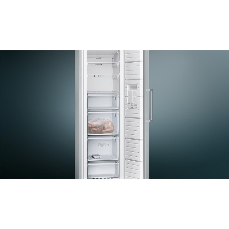 Siemens GS36NVI3PG iQ300 242L 186x60cm NoFrost Upright Freezer - EasyClean Stainless Steel